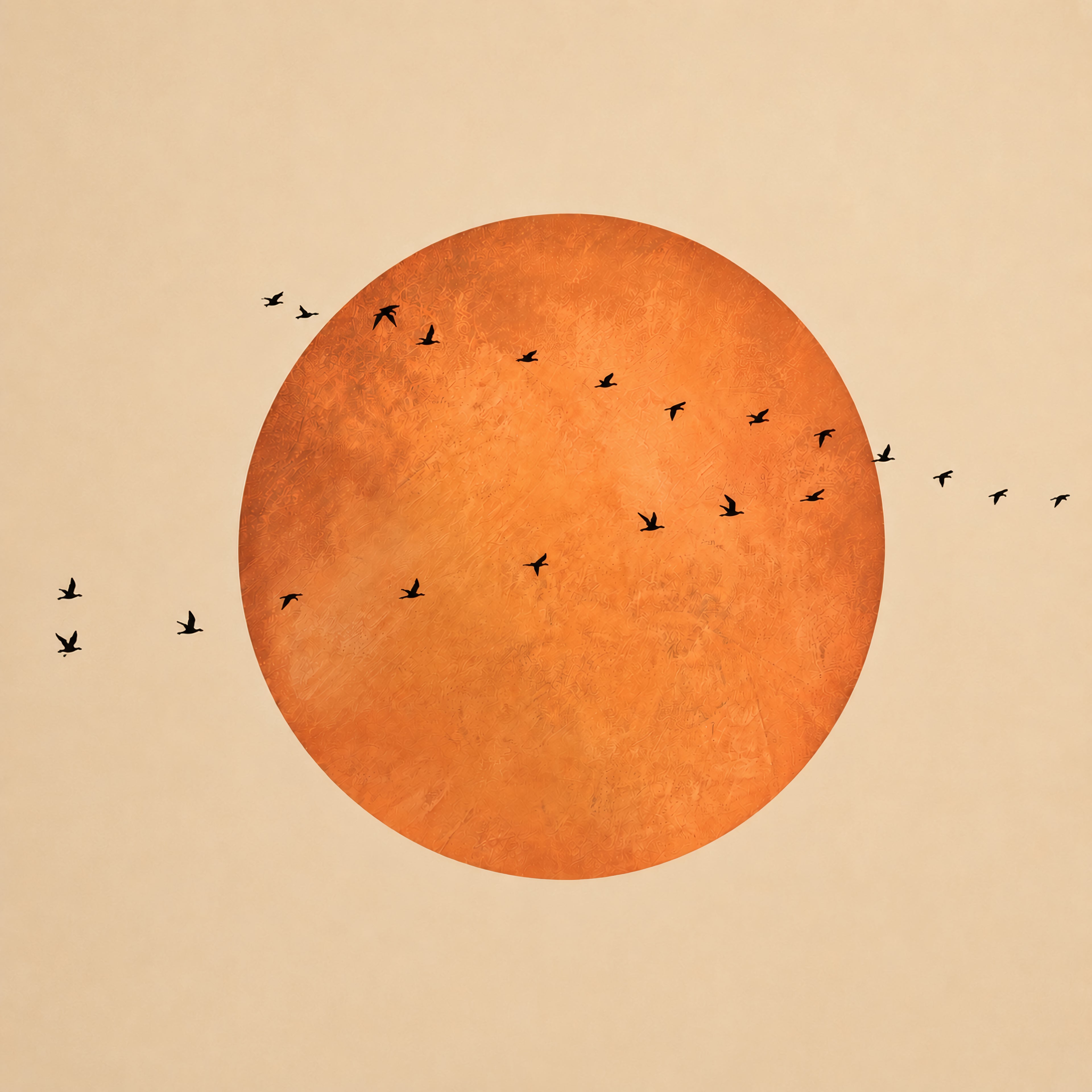 Solstice Flight-Orange Sun Wall Art – Modern Minimalist Framed Canvas Print