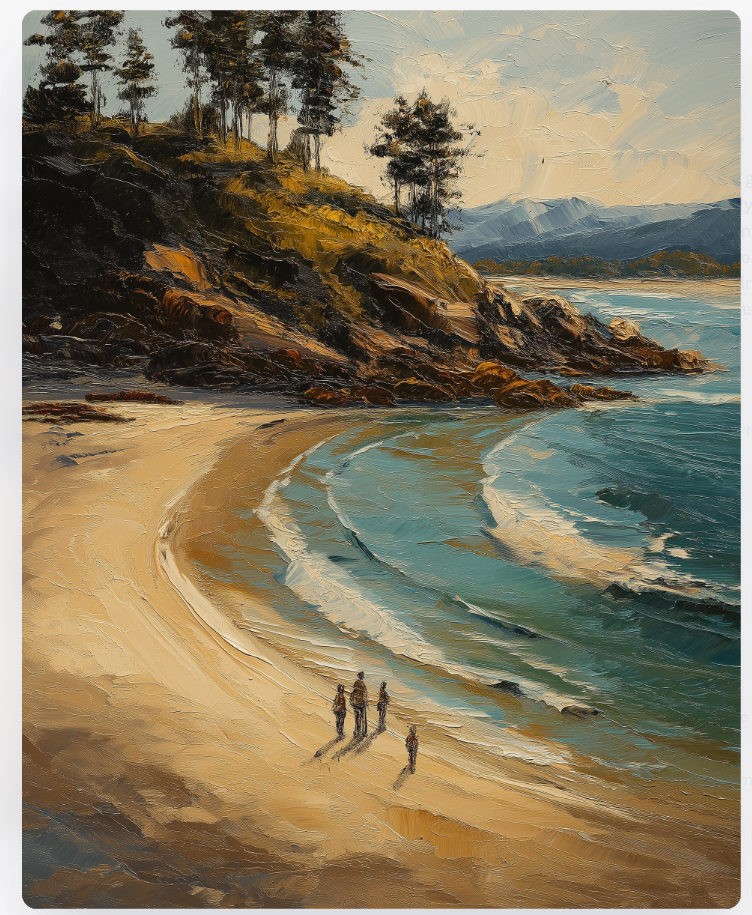 Textured Coastal Beach Canvas Wall Art, Ocean Landscape Oil Painting for Living Room