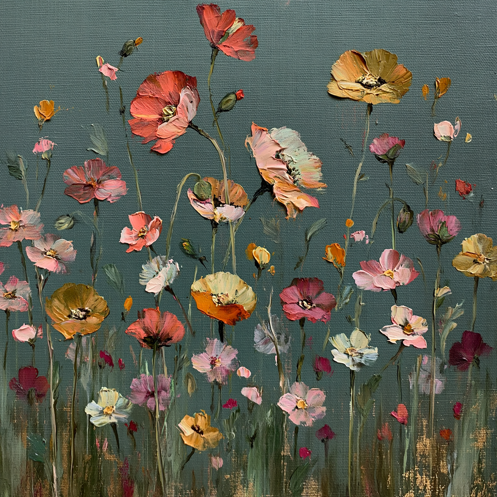 Wild Meadow – Contemporary Botanical Canvas Wall Art | Earth Tone Floral Canvas Print for Modern Living Room Decor