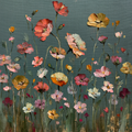 Wild Meadow – Contemporary Botanical Canvas Wall Art | Earth Tone Floral Canvas Print for Modern Living Room Decor