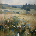 Wildflower Meadow Canvas Wall Art | Neutral Landscape Painting | Botanical Field Canvas Print | Cottage core Wall Décor | Organic Modern Landscape