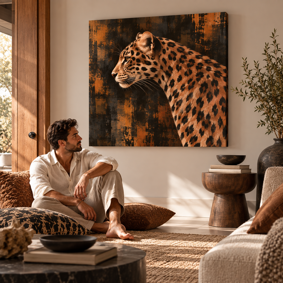 Leopard Wall Art – Moody Abstract Wildlife Canvas