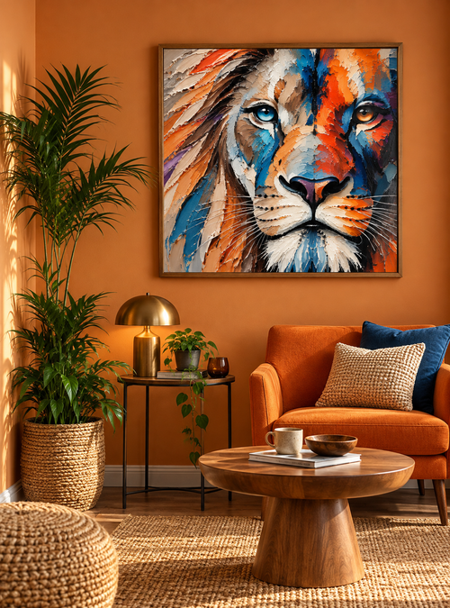 Abstract Lion Wall Art – Colorful Modern Lion Canvas