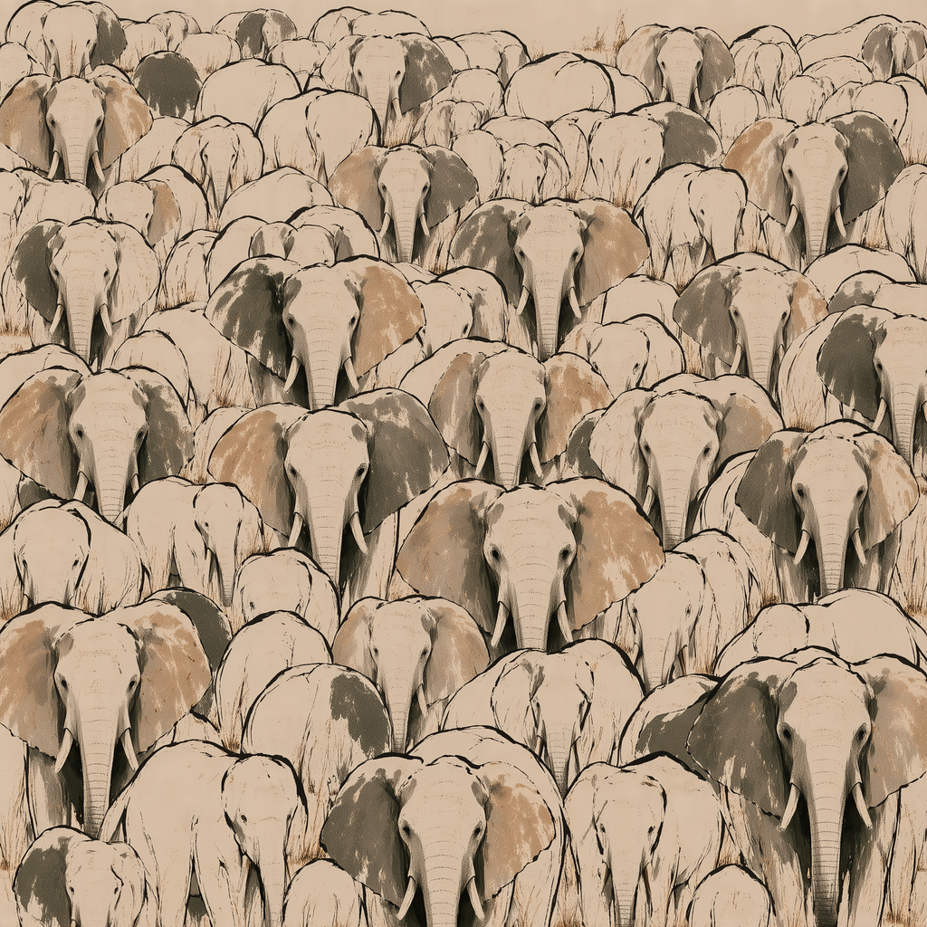 Elephant Herd Wall Art – Neutral African Wildlife Canvas- African Savanna