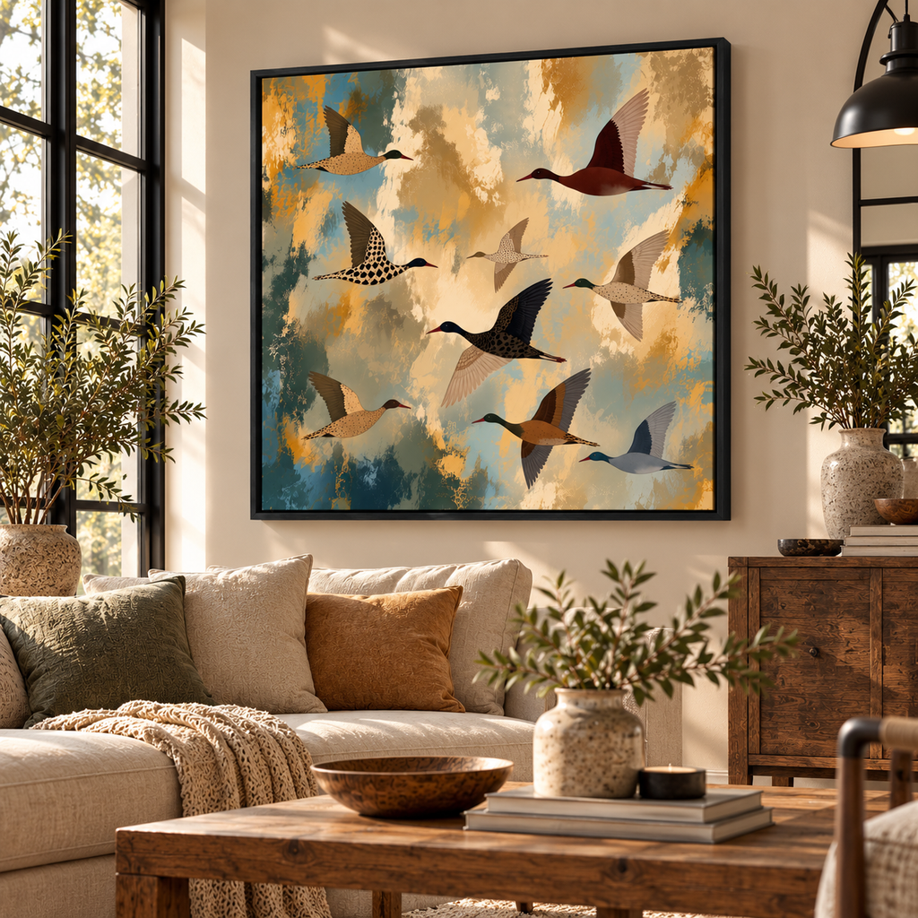 Birds in Flight Wall Art – Abstract Flock Canvas Print