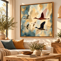 Birds in Flight Wall Art – Abstract Earth Tone Canvas Print