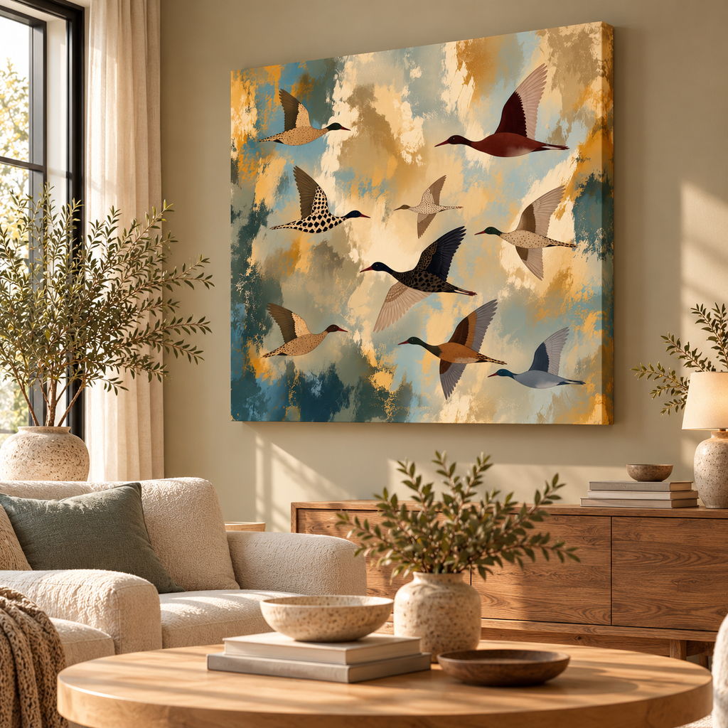 Birds in Flight Wall Art – Abstract Flock Canvas Print