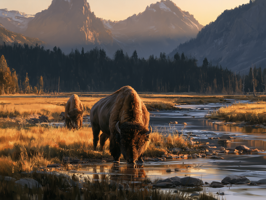Bison Valley – Western Landscape Canvas Wall Art