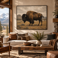 Bison Wall Art – Moody Western Buffalo Landscape Canvas