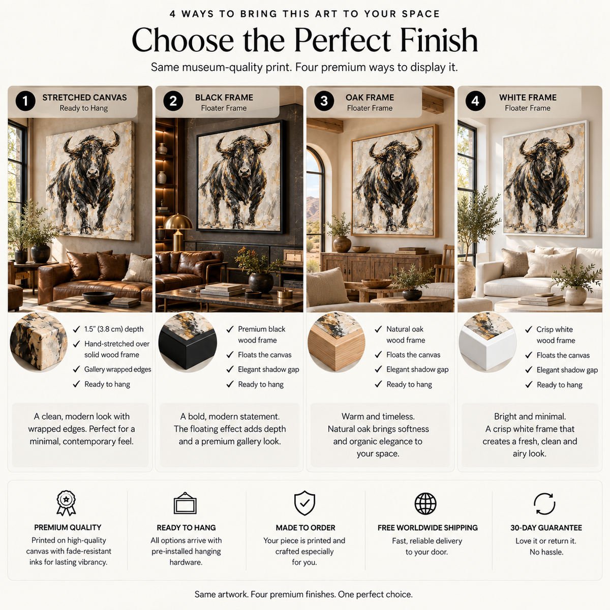 Black Bull Wall Art – Abstract Western Cattle Canvas