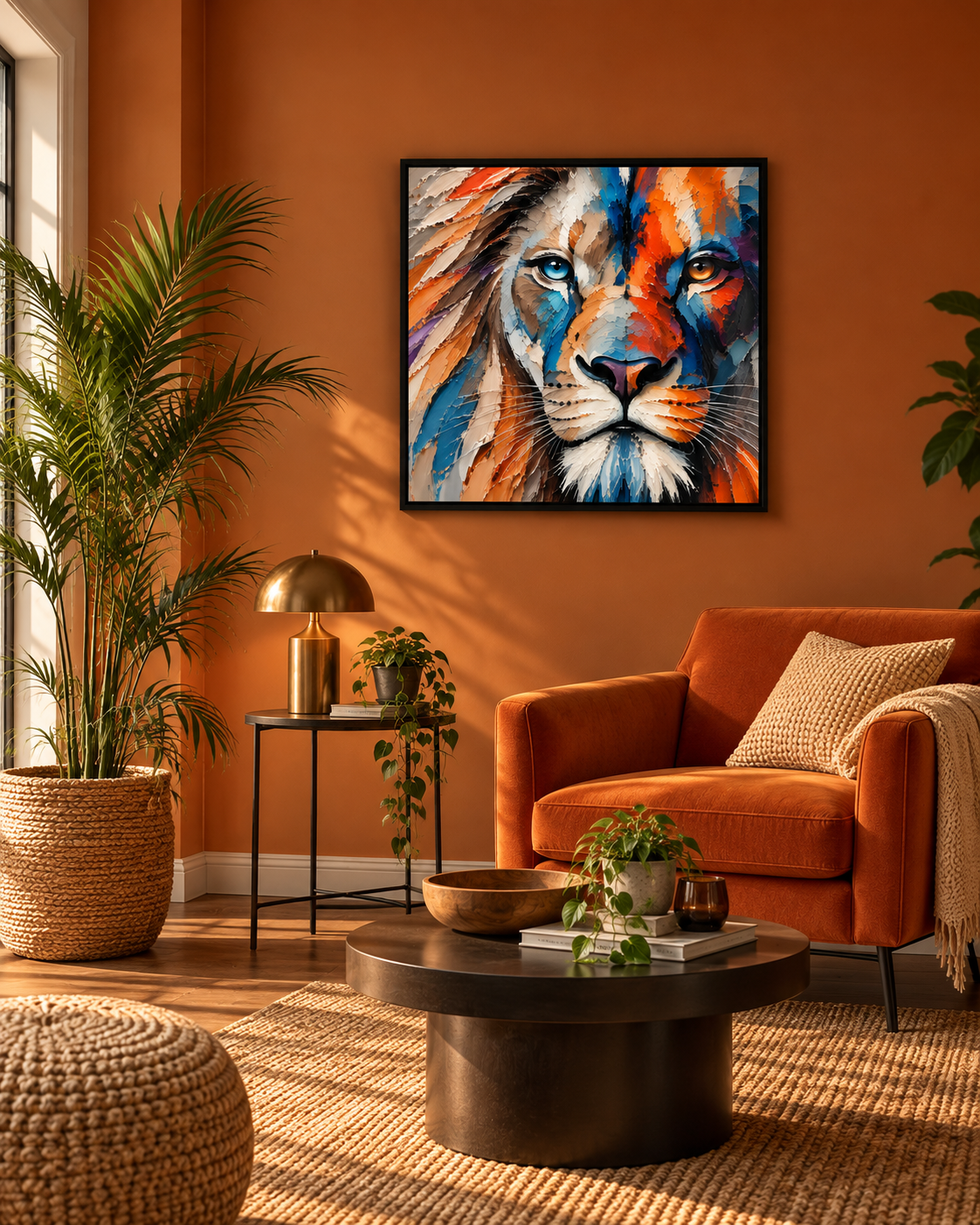 Abstract Lion Wall Art – Colorful Modern Lion Canvas