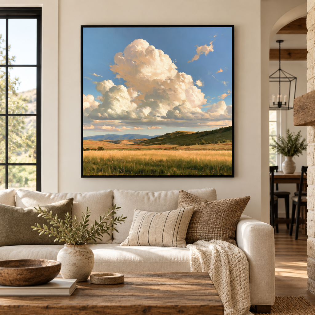 Cloudscape Wall Art – Golden Fields Landscape Canvas Print