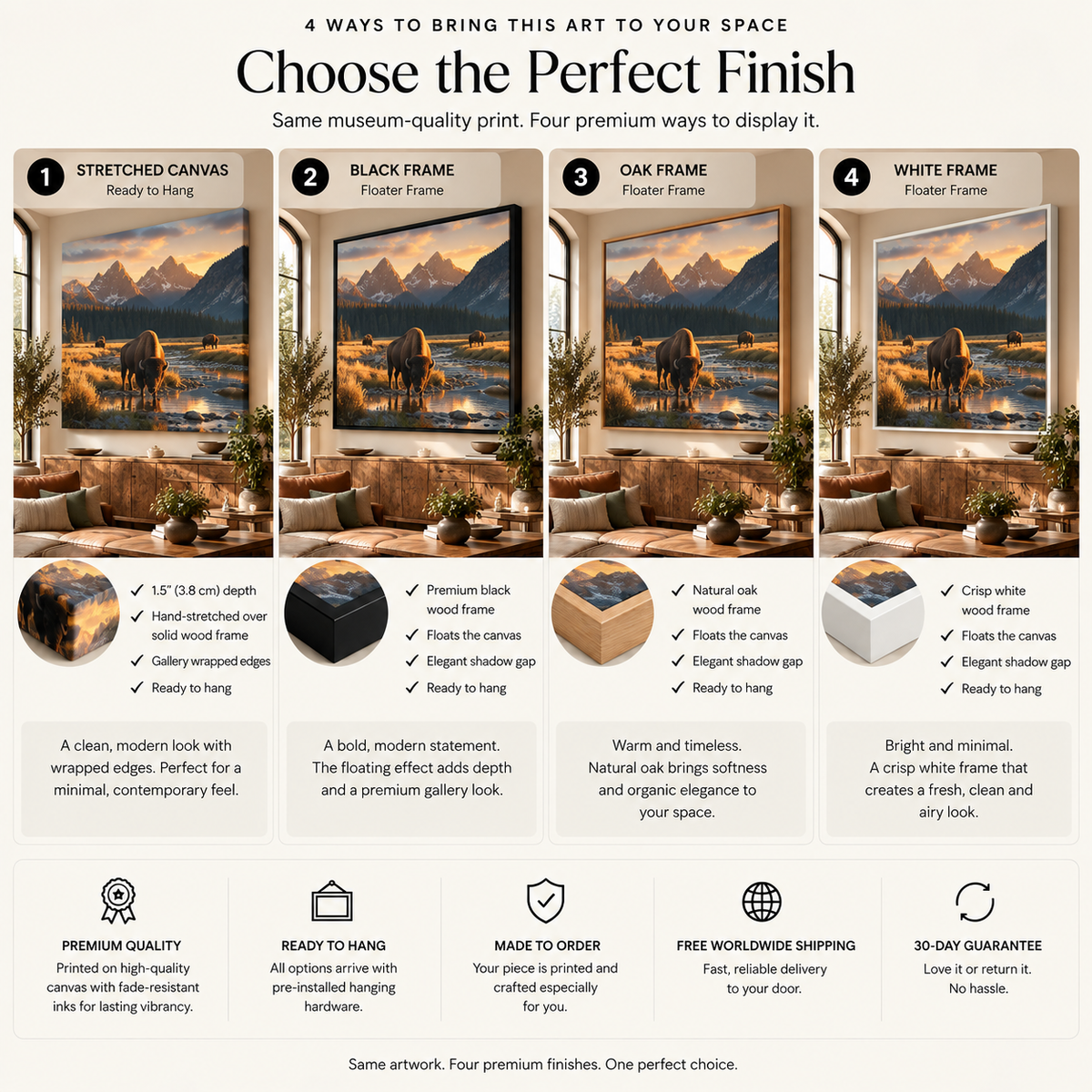 Yellowstone Bison Canvas Wall Art – Western Mountain Landscape Print