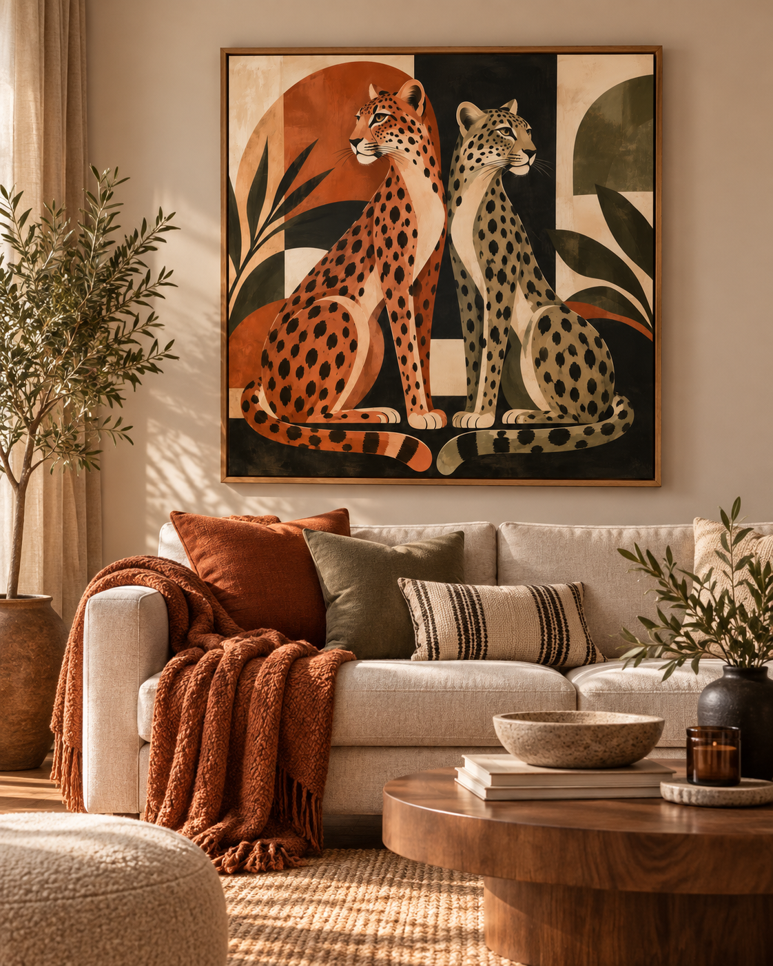Cheetah Wall Art – Mid Century Modern Big Cat Canvas