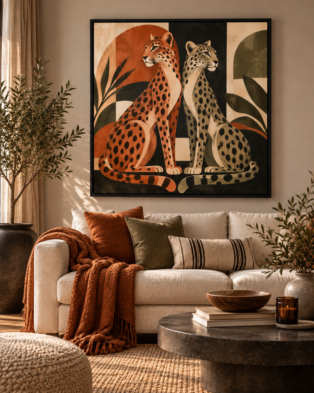 Cheetah Wall Art – Mid Century Modern Big Cat Canvas