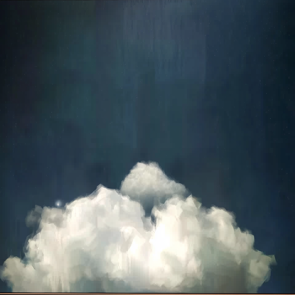 Midnight Cloud Canvas Wall Art – Moody Navy Sky & White Cloud Painting
