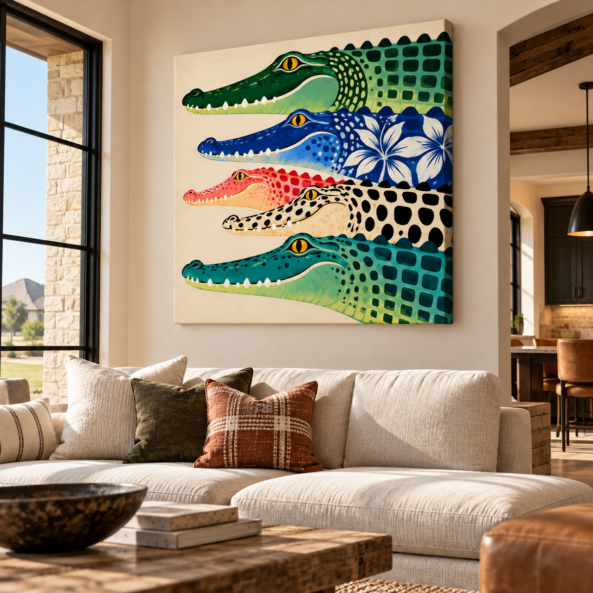 Colorful Crocodile Wall Art – Whimsical Animal Canvas