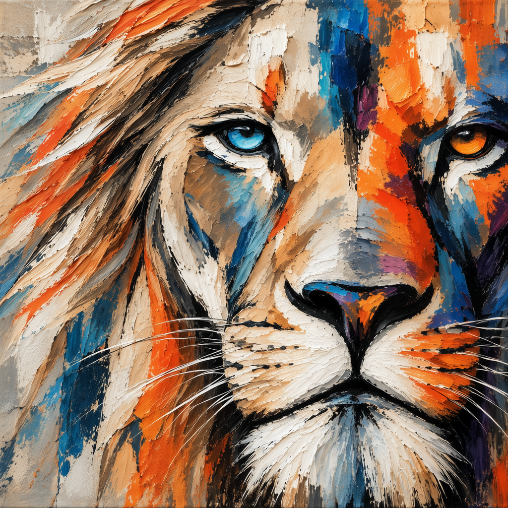 Abstract Lion Wall Art – Colorful Modern Lion Canvas