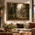 Deer in Forest Canvas Wall Art – Vintage Woodland Landscape Print