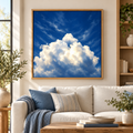 Cloudscape Wall Art – White Clouds on Deep Blue Sky Canvas Print