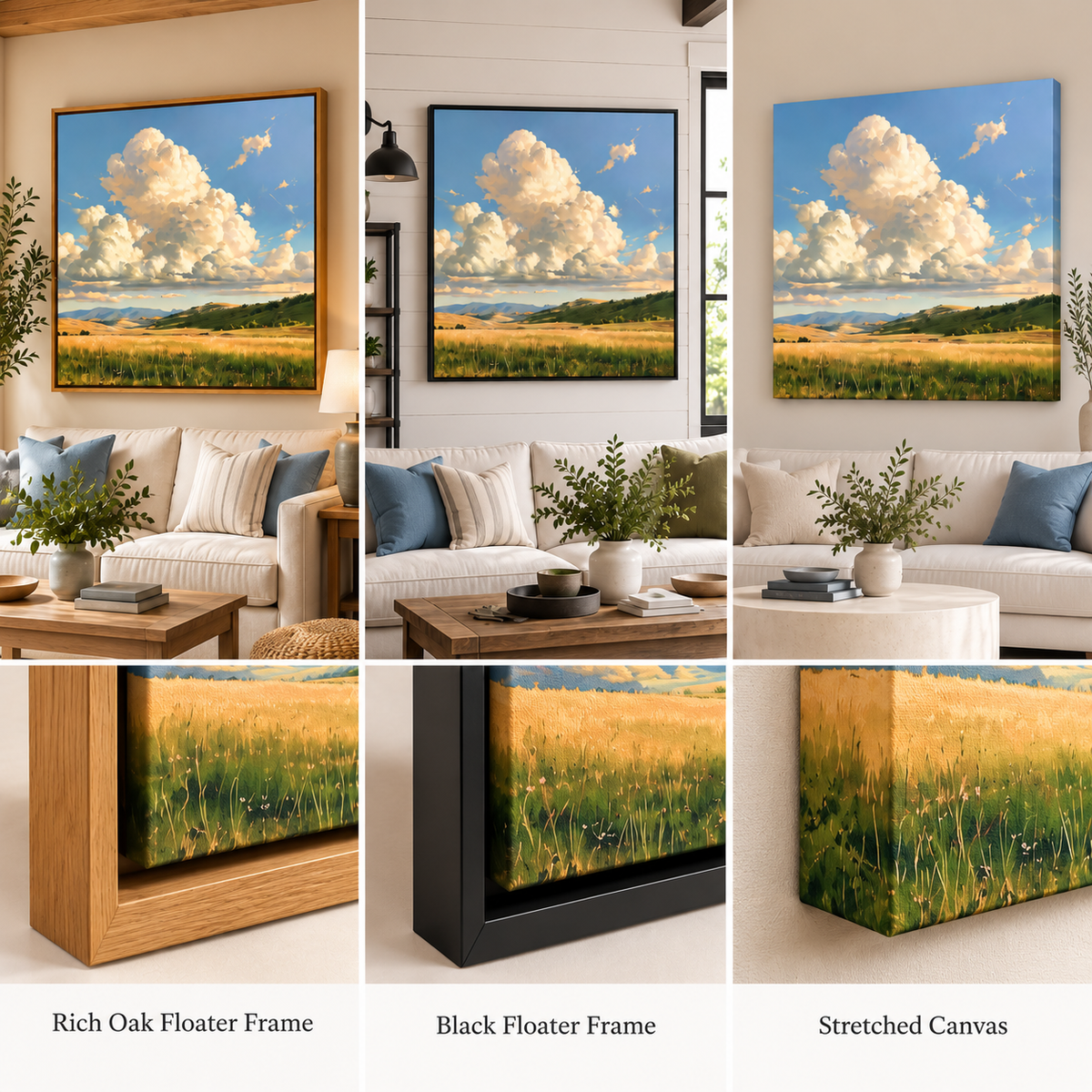 Cloudscape Wall Art – Golden Fields Landscape Canvas Print