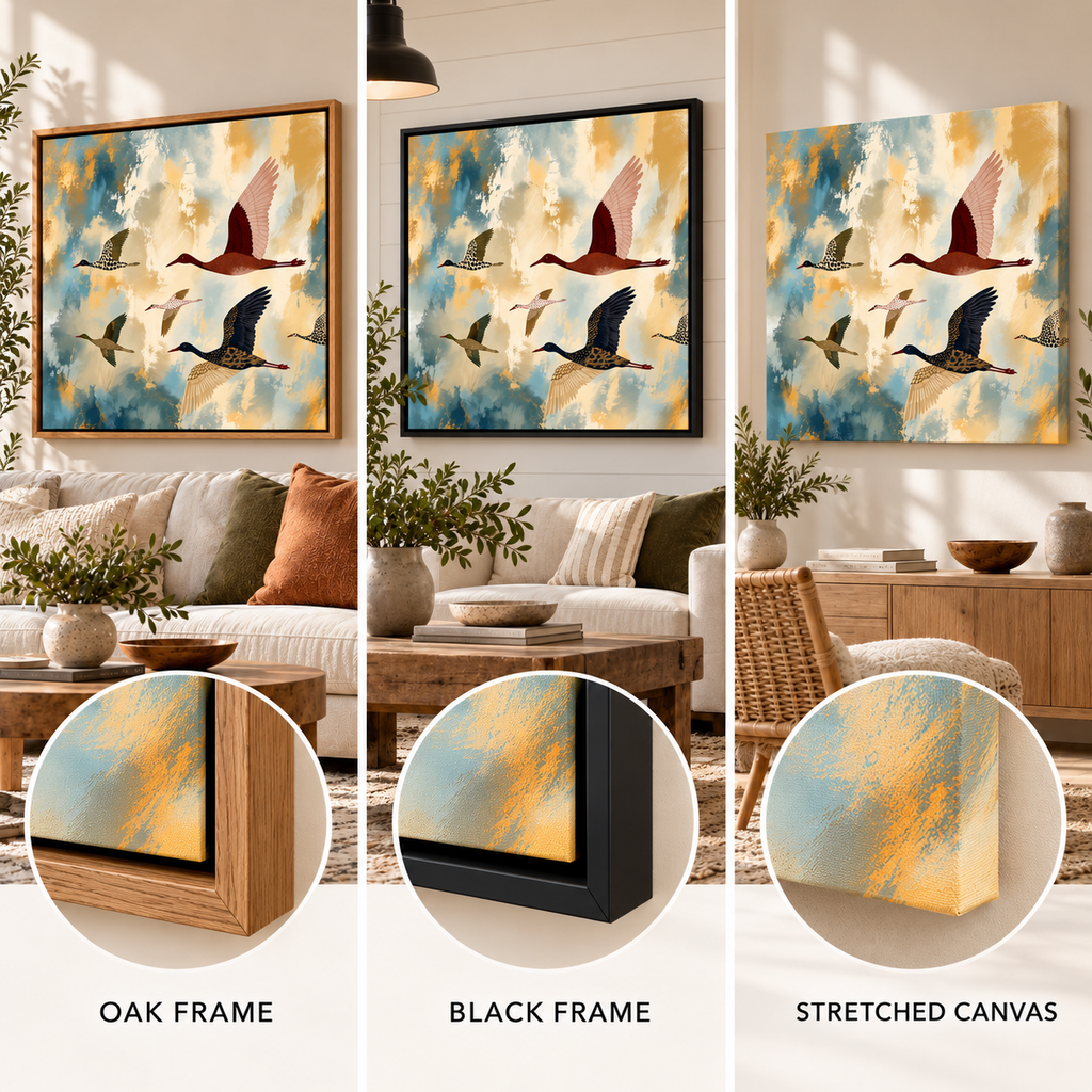 Birds in Flight Wall Art – Abstract Earth Tone Canvas Print