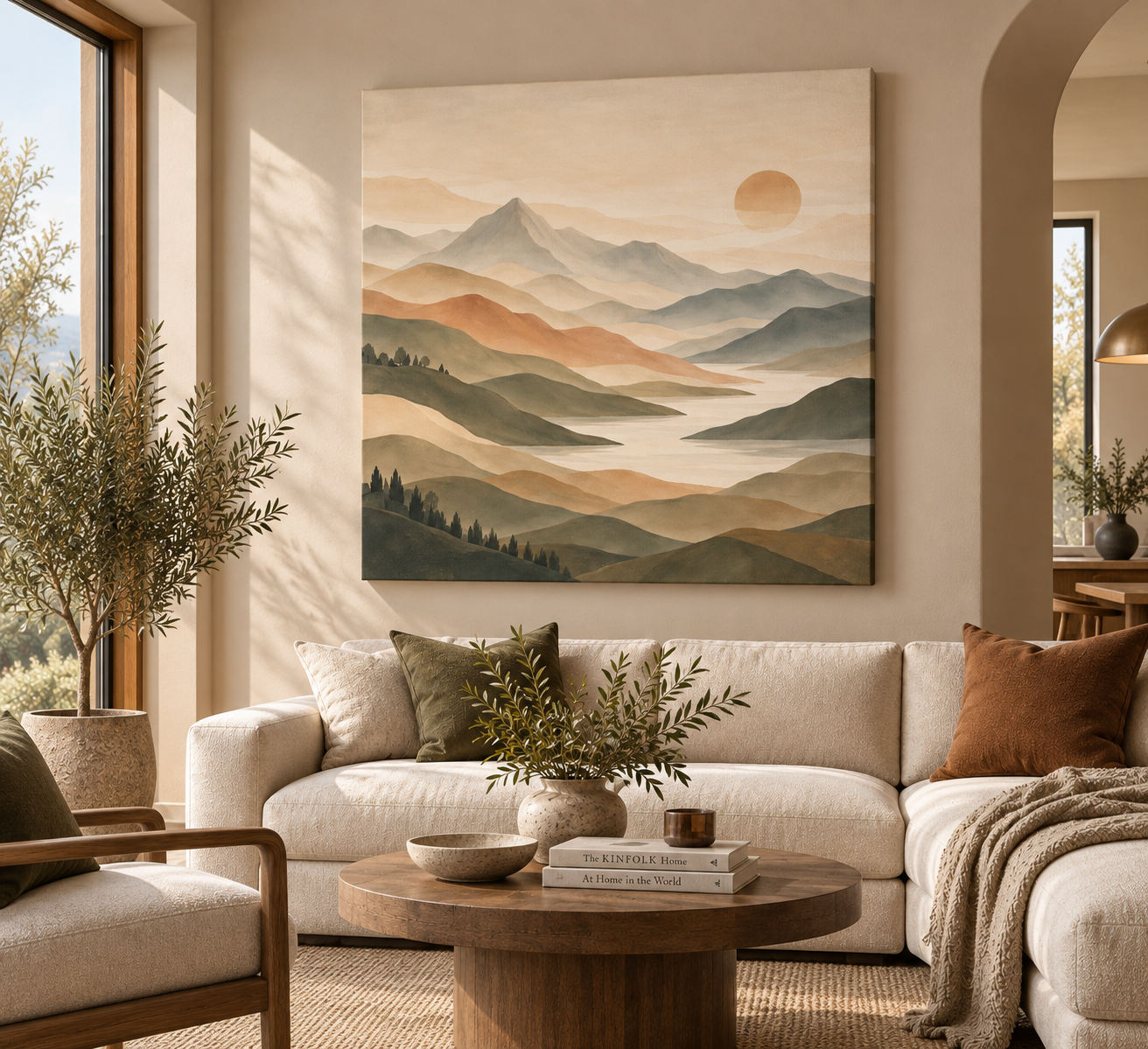 Neutral Mountain Wall Art – Abstract Landscape Canvas
