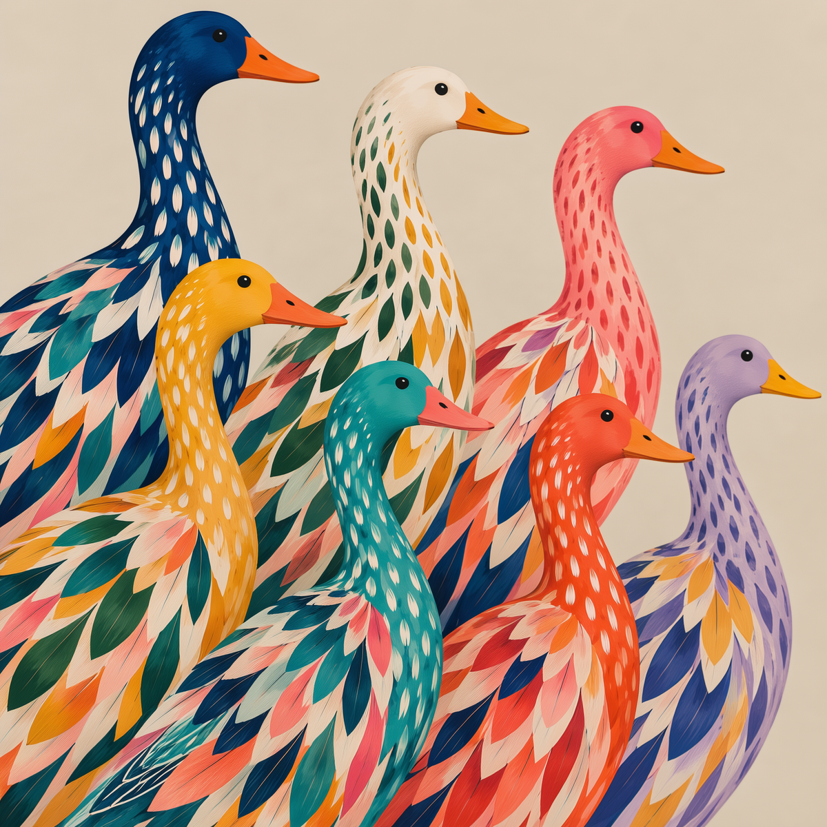 Colorful Duck Wall Art – Whimsical Folk Art Canvas  Copy title