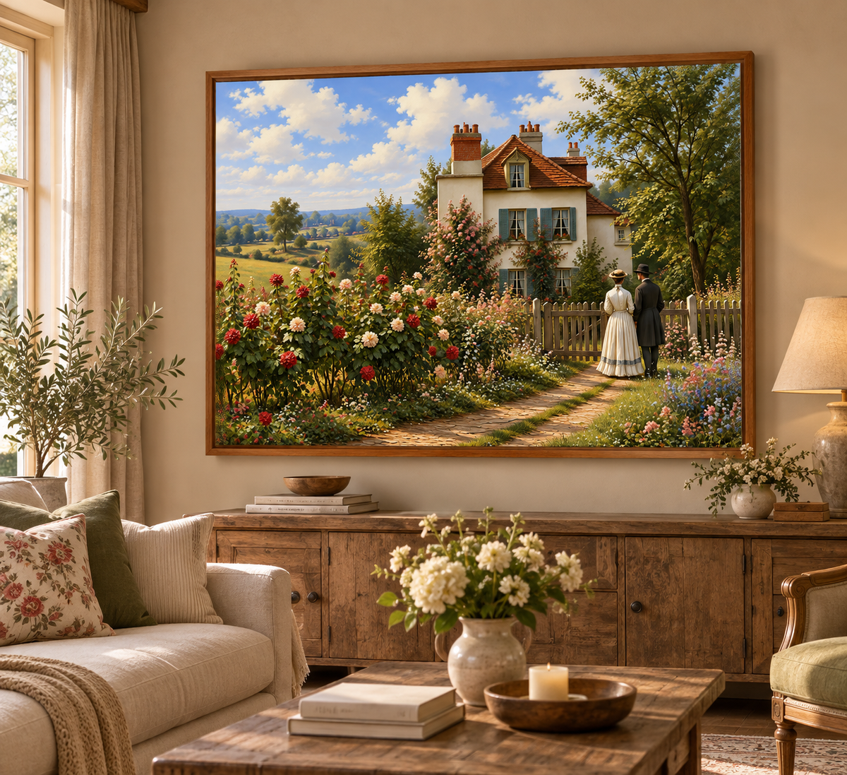 English Cottage Wall Art – Vintage Countryside Canvas Print