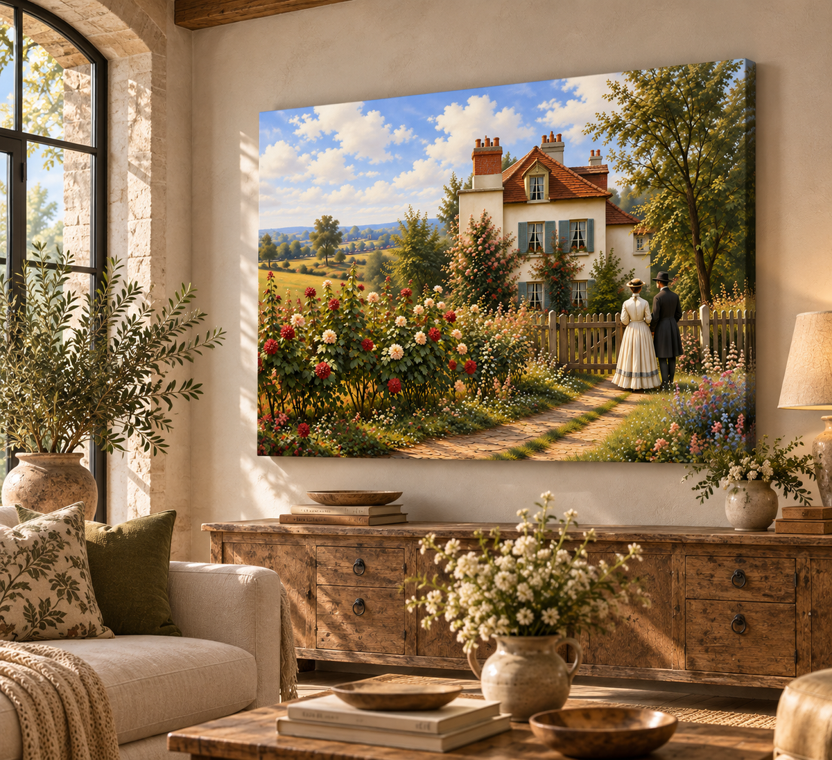 English Cottage Wall Art – Vintage Countryside Canvas Print