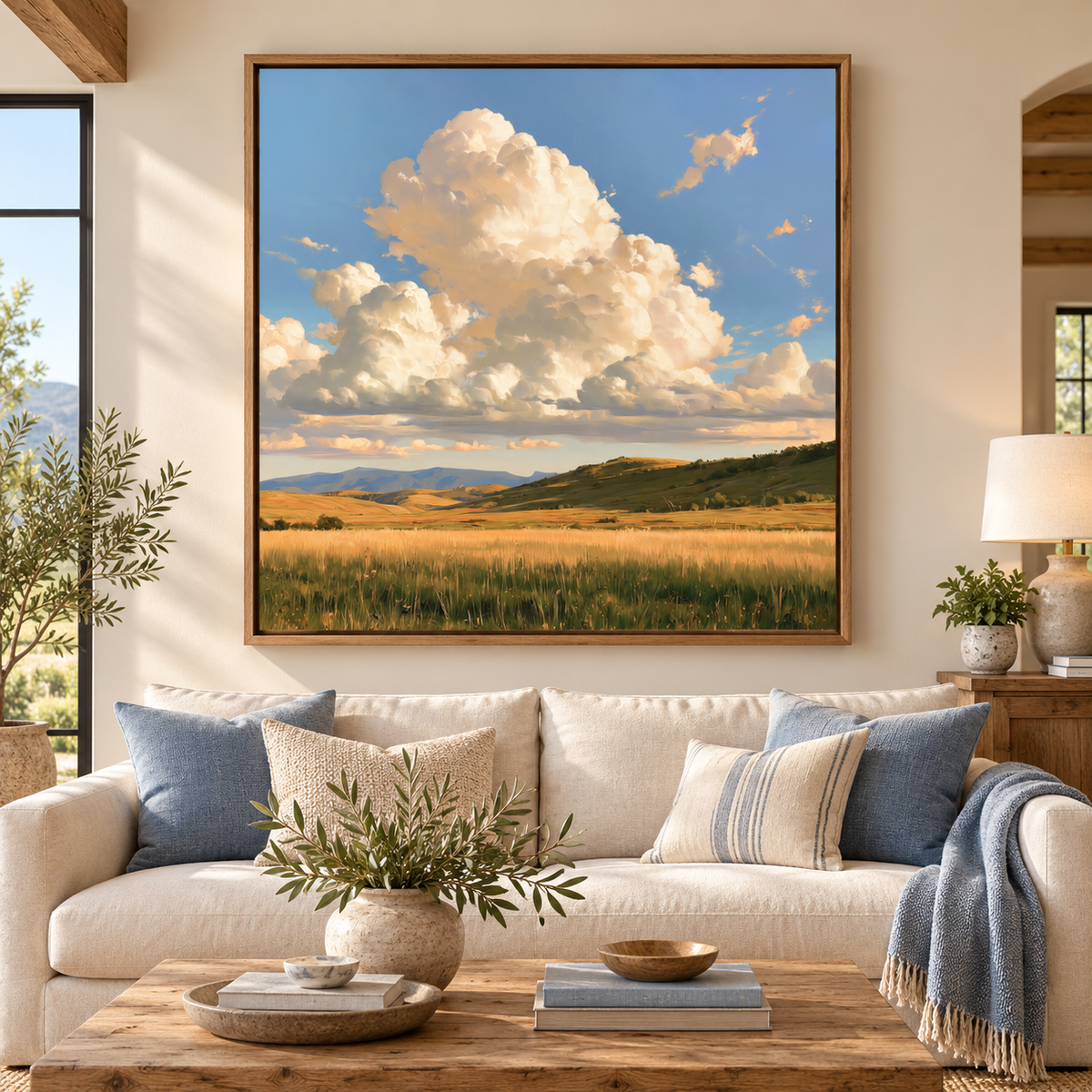 Cloudscape Wall Art – Golden Fields Landscape Canvas Print