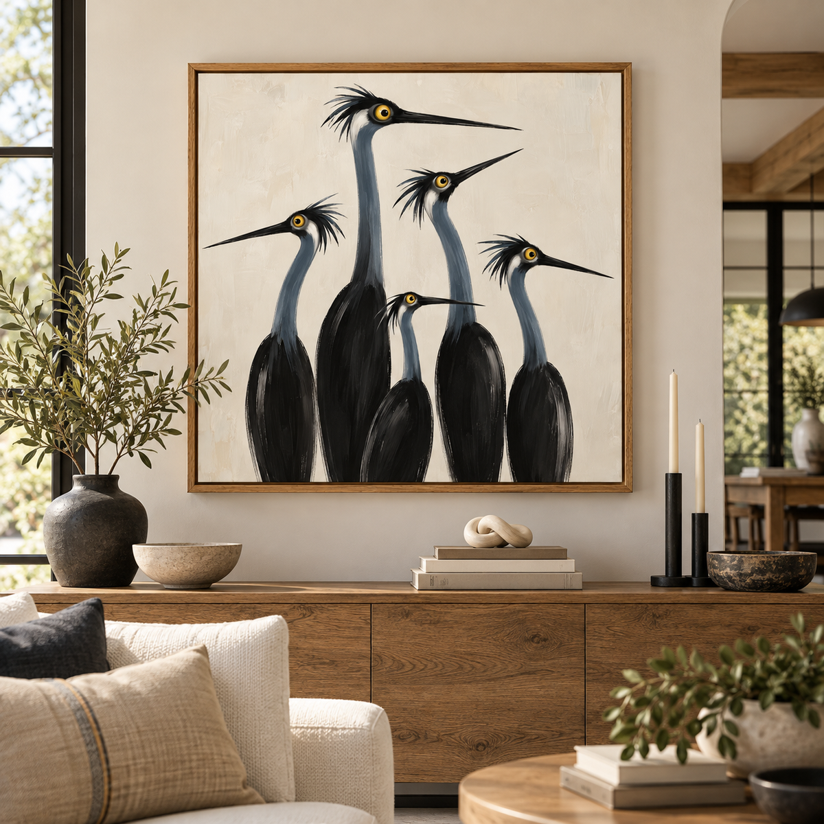 Quirky Bird Wall Art – Whimsical Minimalist Bird Canvas