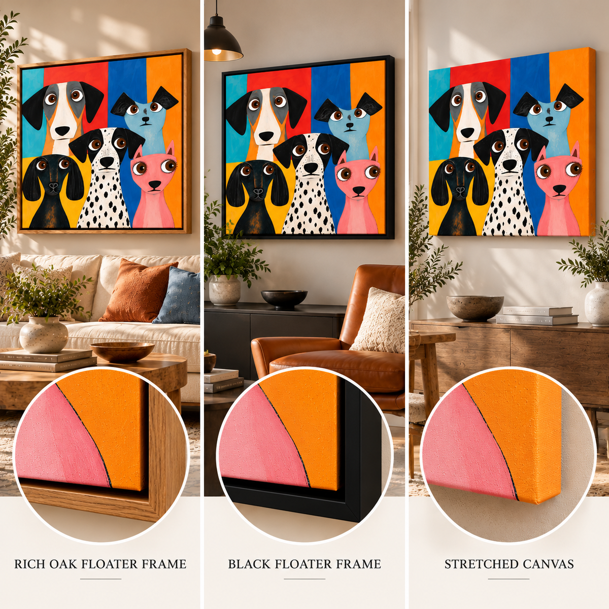 Colorful Dog Wall Art – Whimsical Dog Portrait Canvas Print
