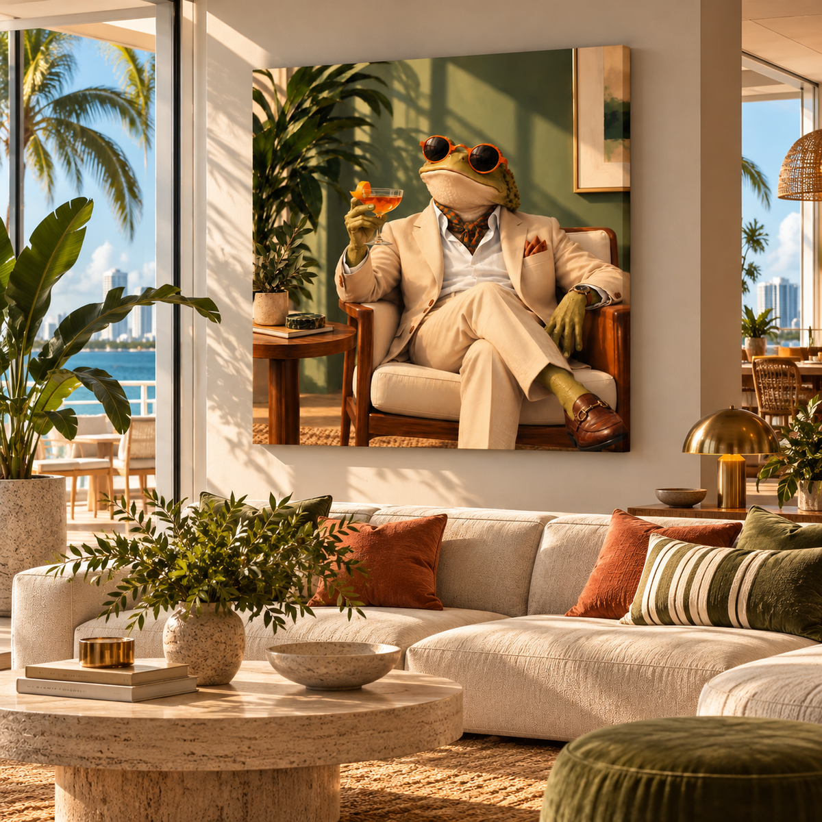 Funny Frog Wall Art – Gentleman Frog Cocktail Canvas