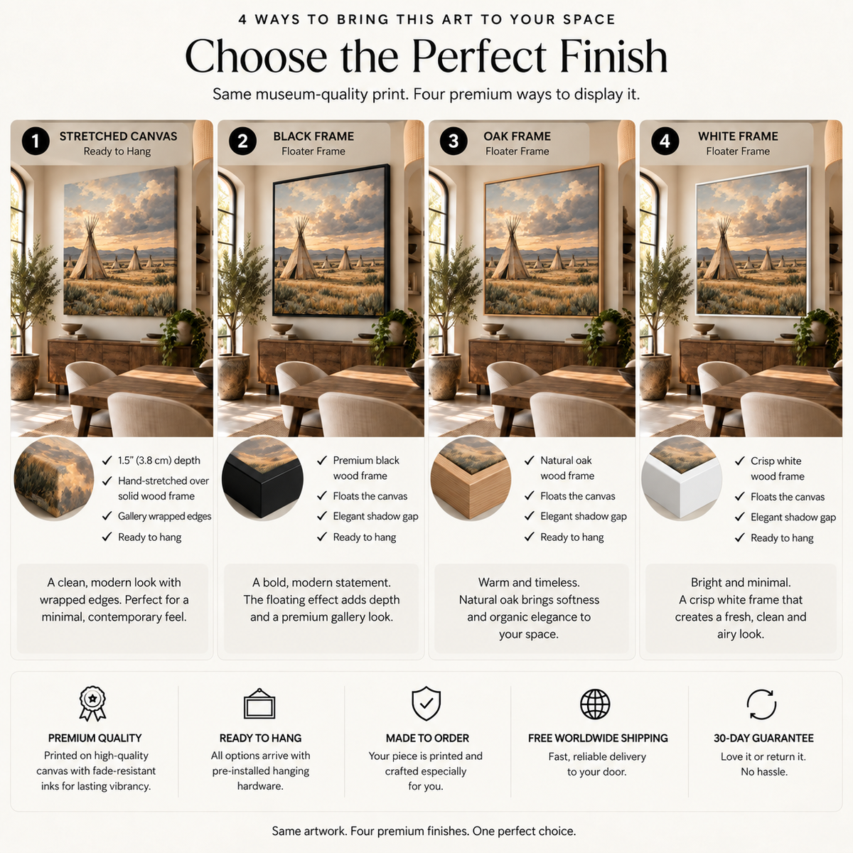 Tipi Wall Art – Neutral Western Prairie Landscape Canvas