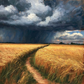 Storm Landscape Canvas Wall Art – Dramatic Wheat Field Canvas Print for Modern Farmhouse Wall Decor