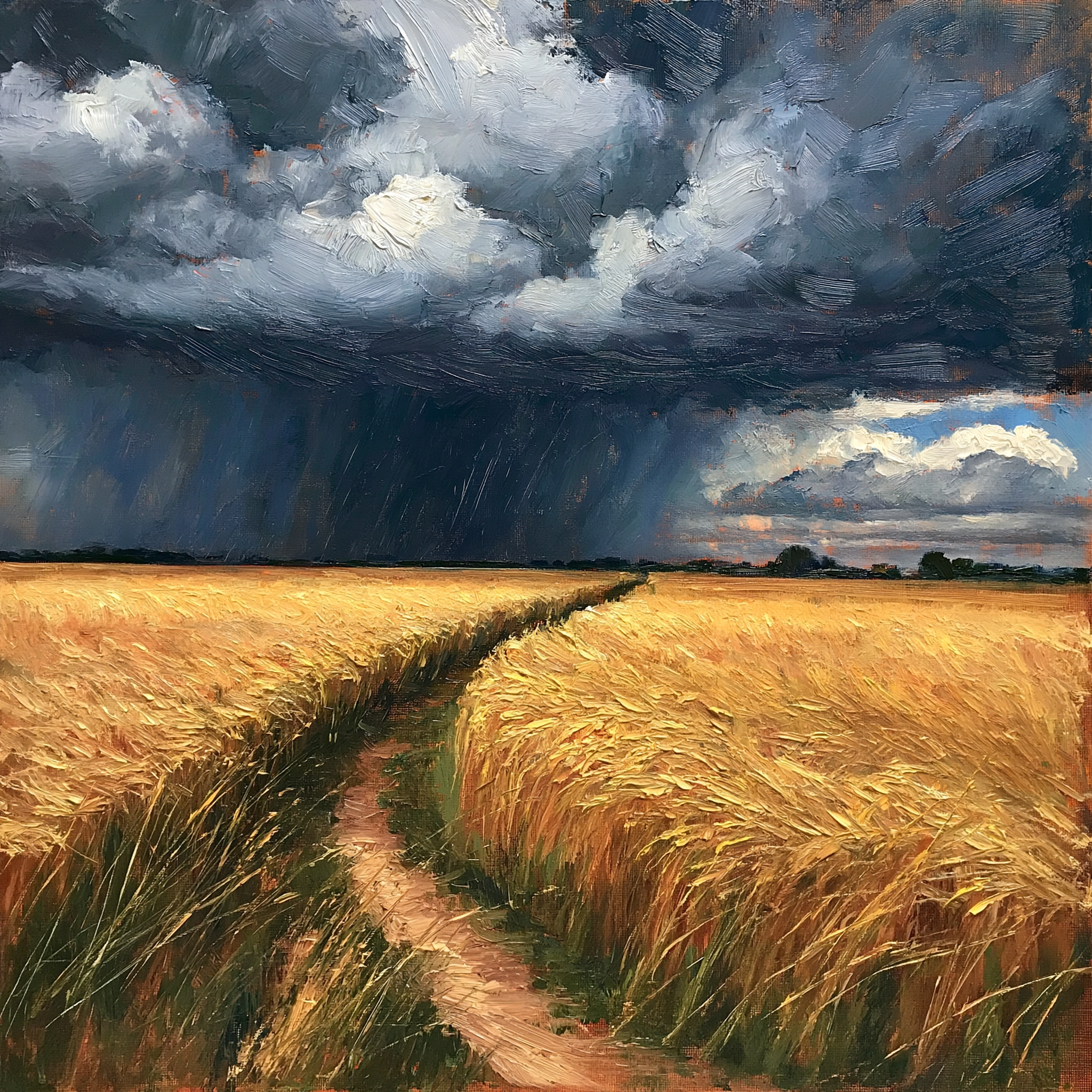 Storm Landscape Canvas Wall Art – Dramatic Wheat Field Canvas Print for Modern Farmhouse Wall Decor