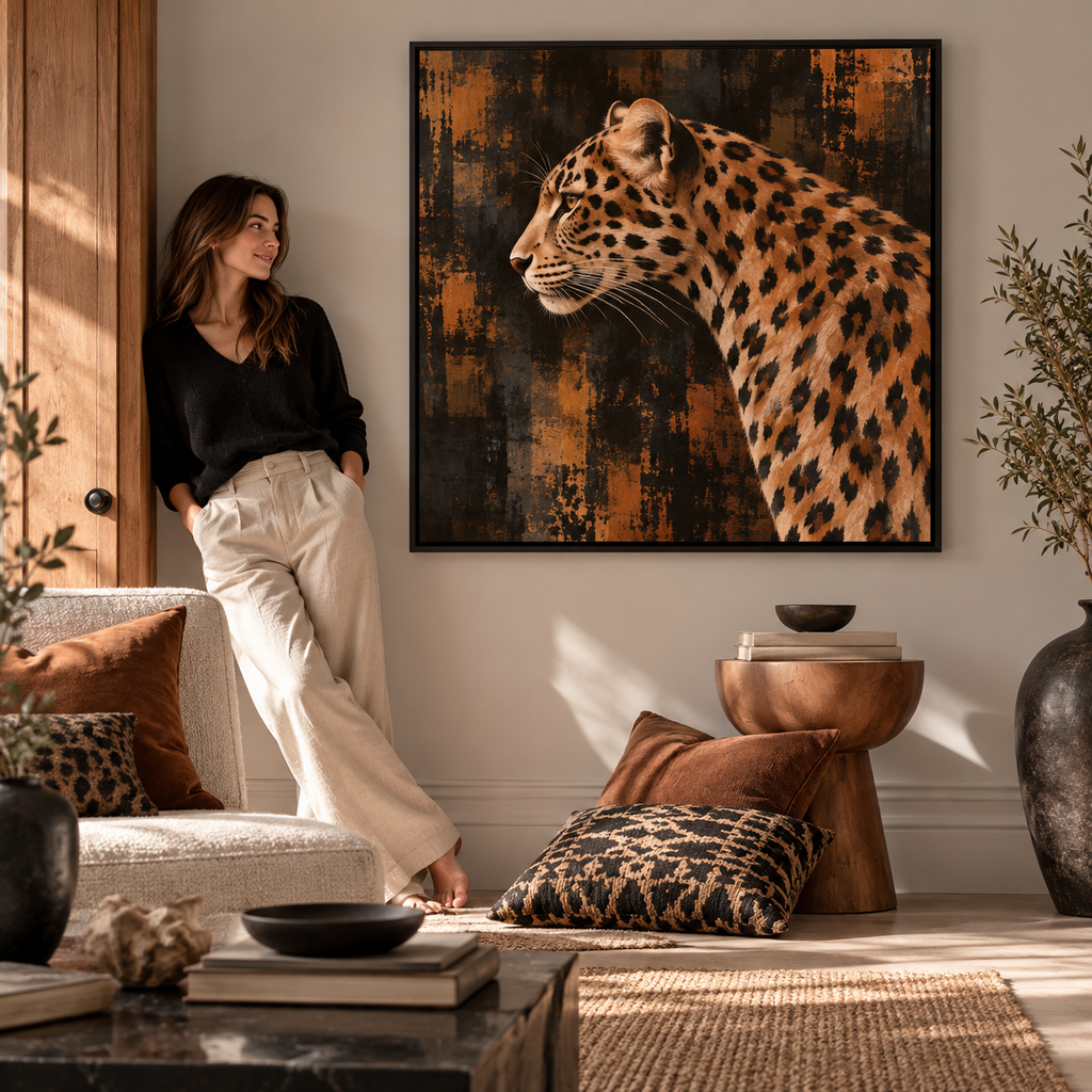 Leopard Wall Art – Moody Abstract Wildlife Canvas