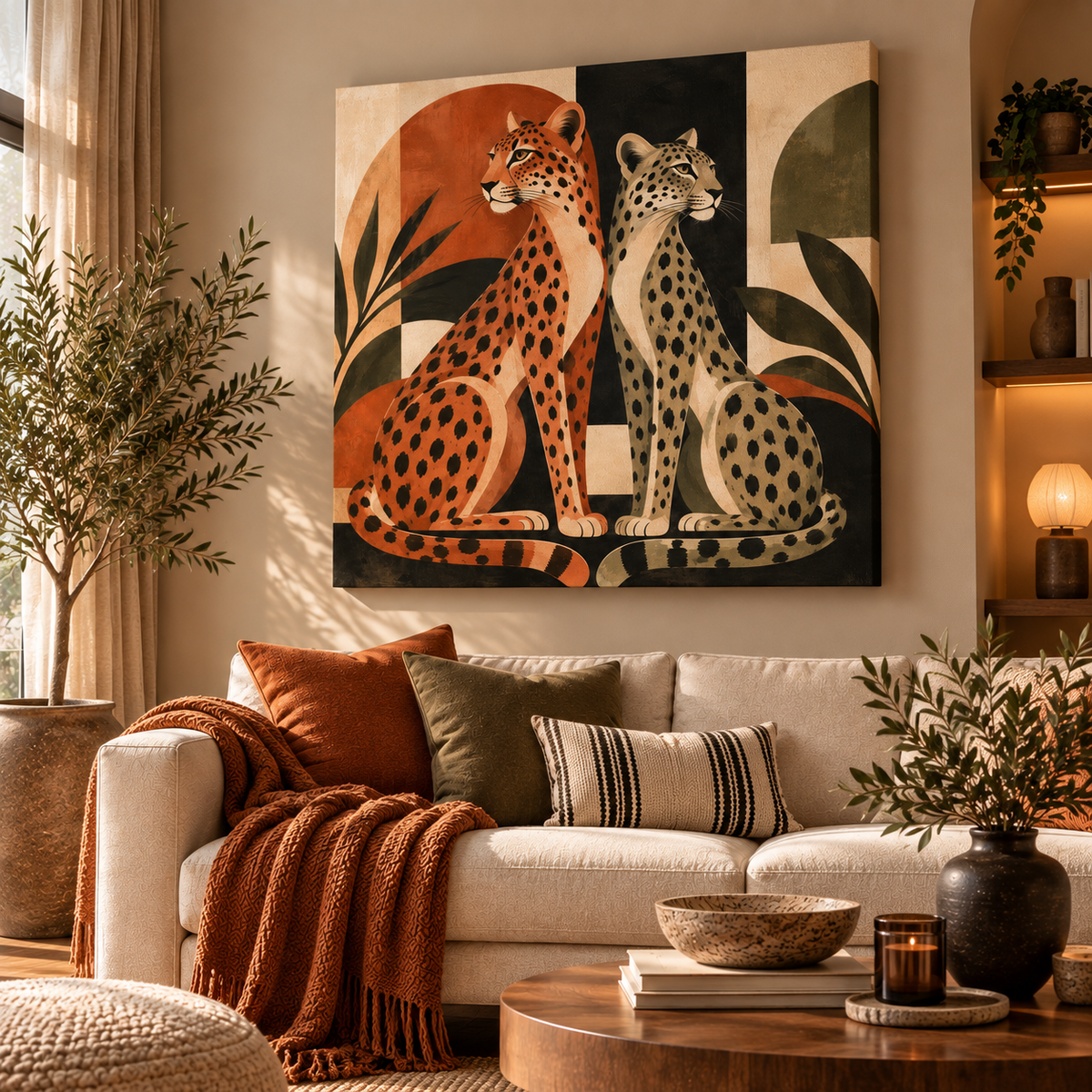 Cheetah Wall Art – Mid Century Modern Big Cat Canvas