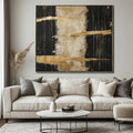 Black Gold Abstract Canvas Wall Art for Modern Living Room