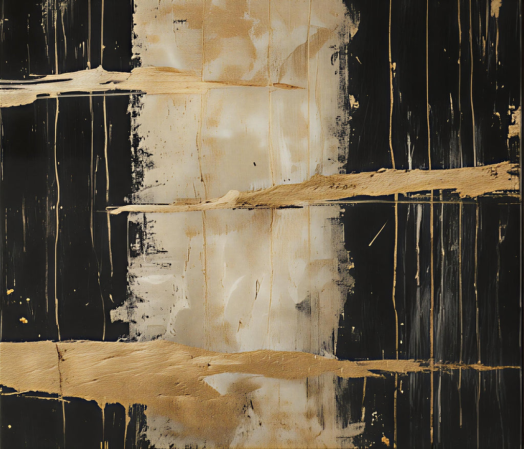 Black Gold Abstract Canvas Wall Art for Modern Living Room