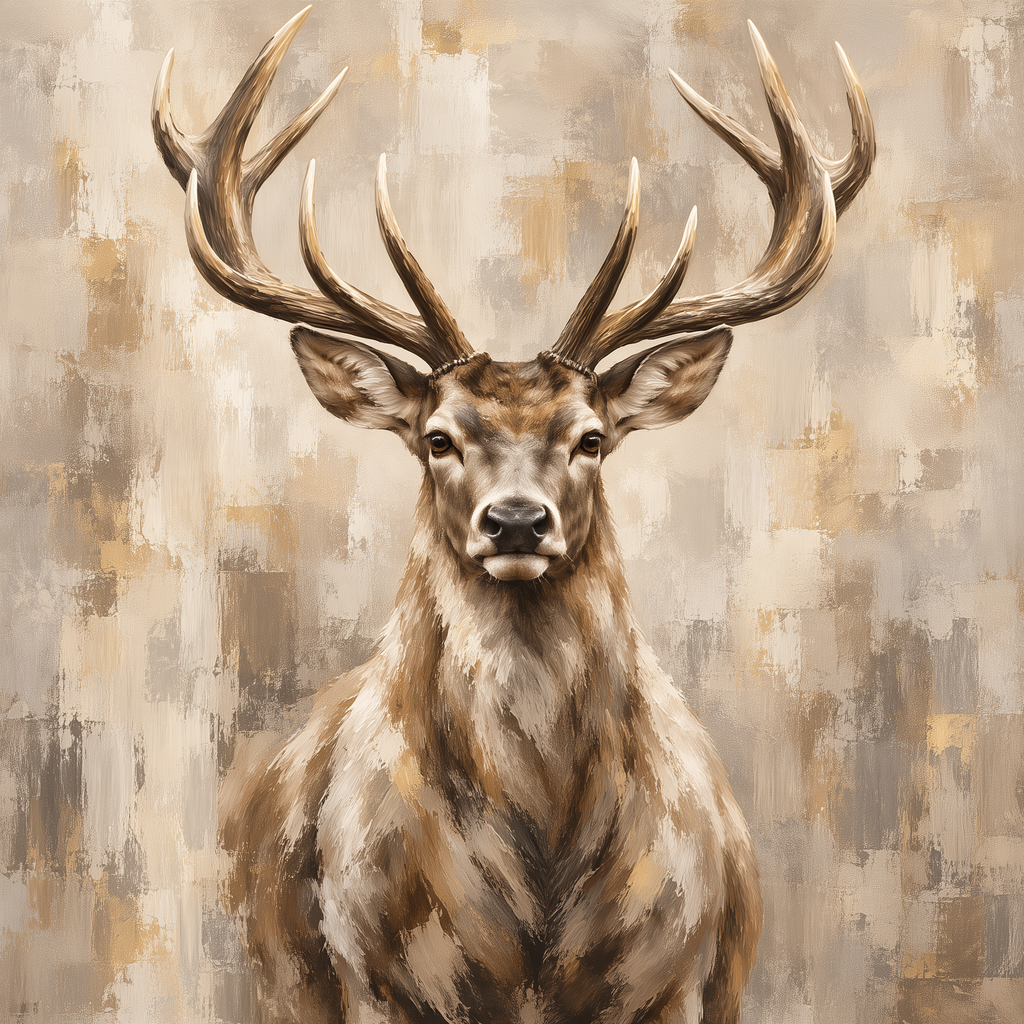 Stag Wall Art – Neutral Rustic Deer Canvas
