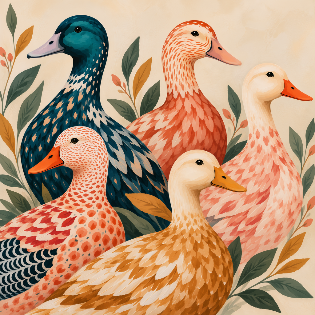 Colorful Duck Wall Art – Whimsical Folk Art Canvas  Copy title