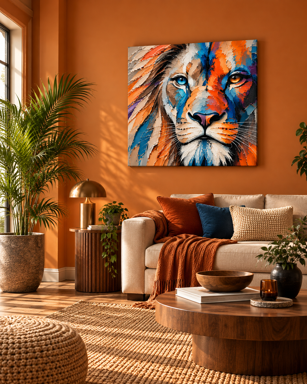Abstract Lion Wall Art – Colorful Modern Lion Canvas
