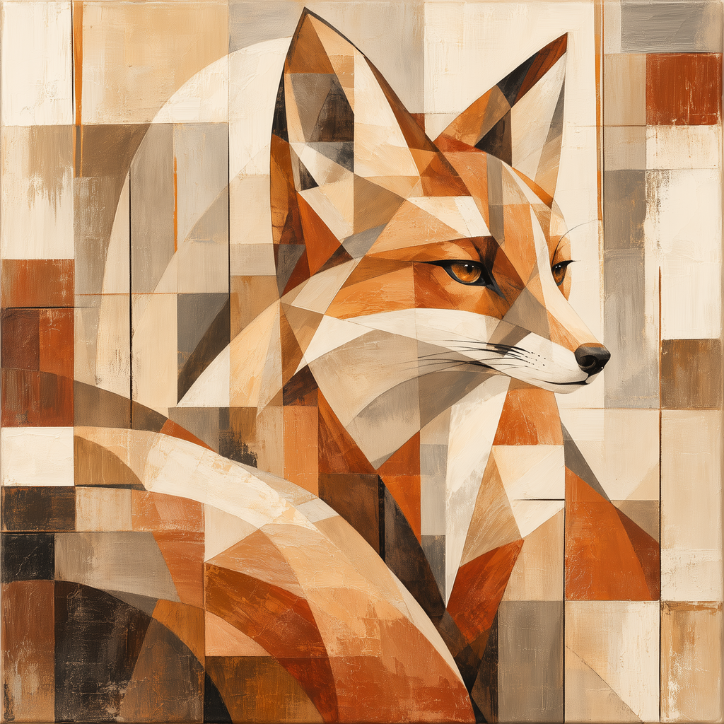 Geometric Fox Wall Art – Abstract Woodland Animal Canvas
