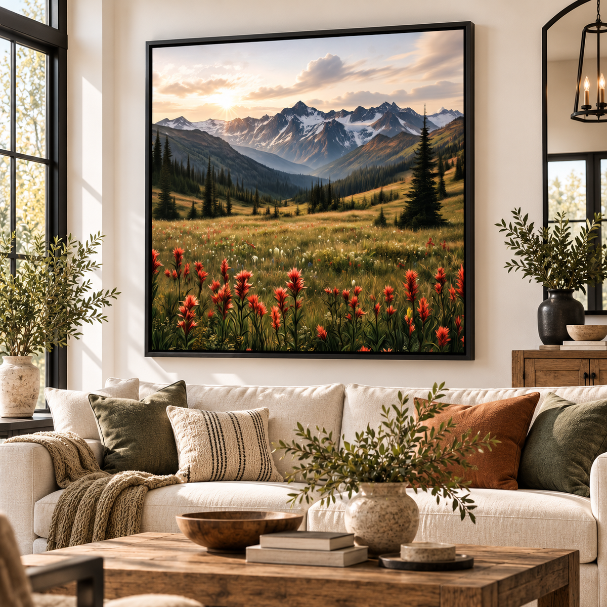 Mountain Wildflower Wall Art – Alpine Meadow Canvas Print