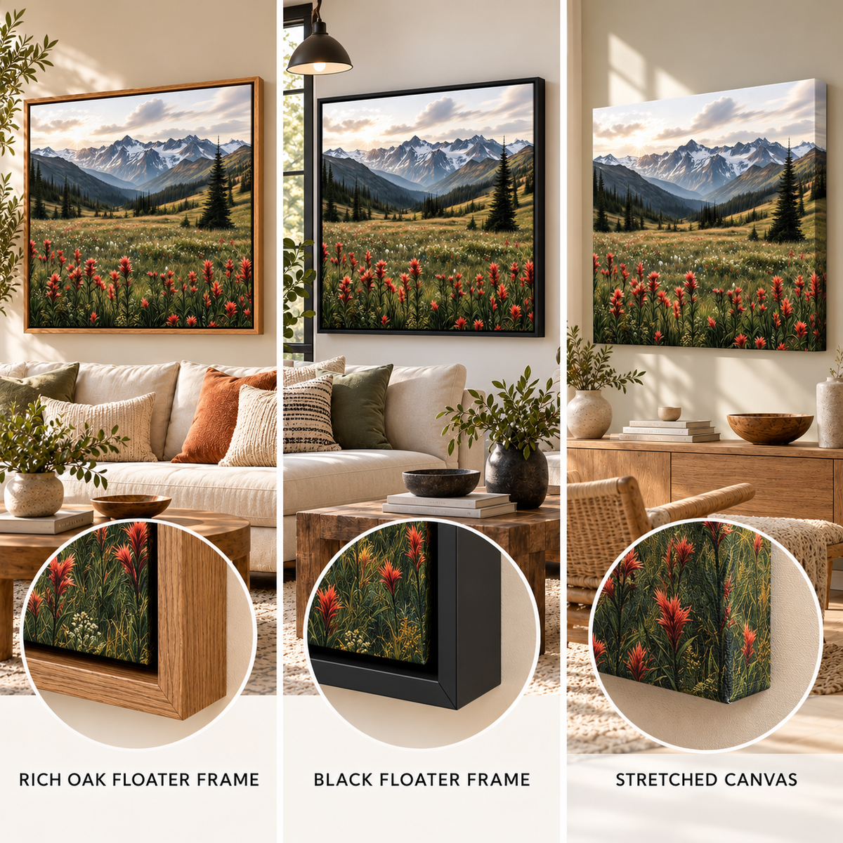 Mountain Wildflower Wall Art – Alpine Meadow Canvas Print