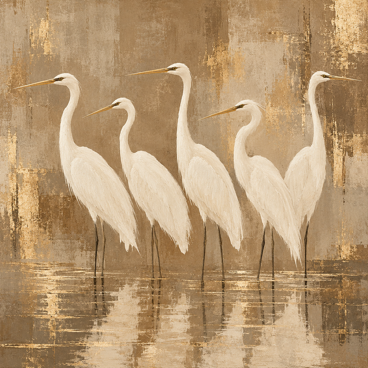 White Egret Wall Art – Neutral Coastal Bird Canvas