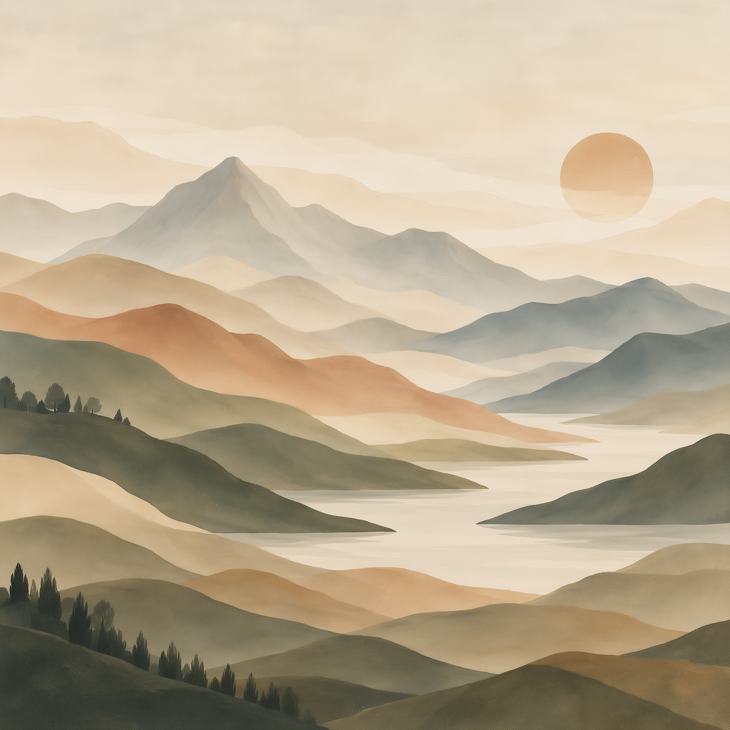 Neutral Mountain Wall Art – Abstract Landscape Canvas