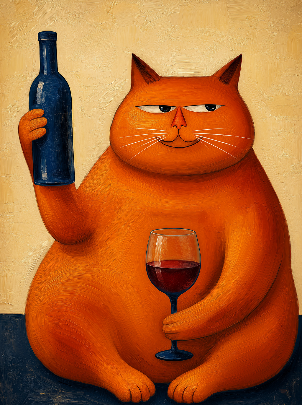 Orange Cat Wine Wall Art – Funny Vintage Cat Canvas for Kitchen & Home Bar-“I’ve had a long day, pour the wine”